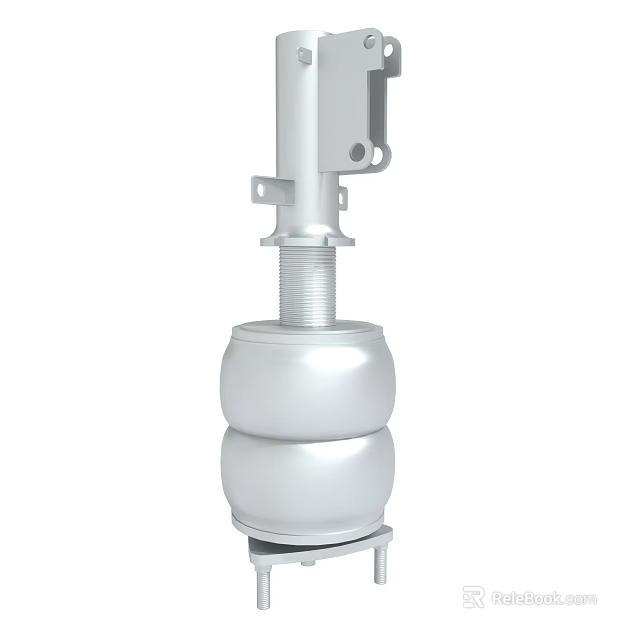 Silver Mechanical Component With Threaded Part Upper Lower Connections And Cylindrical Sections 3d model 