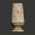 Elegant Copper Vase With Golden Floral Patterns And Sturdy Base As Decorative Household Item