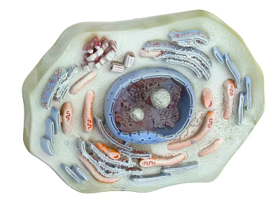 3D Animal Cell Model Showing Organelles Like Nucleus And Mitochondria 3d model
