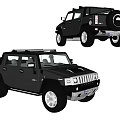 Black And Blue Off Road SUV With Large Tires Spare Tire And Roof Rack Design