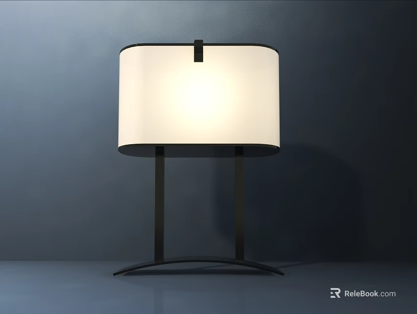 Modern Table Lamp With White Lampshade And Black Metal Base Design 3d model 