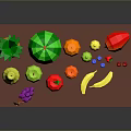 Colorful Assorted Fresh Fruits On Brown Wooden Table With Pineapple Watermelon Apple Banana And Grapes