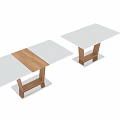 Modern Table With White Surface Wooden Frame And Metal Base Design 3d model