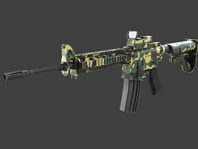Camouflage Tactical Rifle With Modern Military Design And Functional Accessories 3d model
