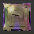 Colorful Metallic Cube Structure With Holographic Finish And Blue Diamond Design
