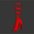 Fashionable Red High Heel Boots With Lace Up Design And Shiny Reflective Surface