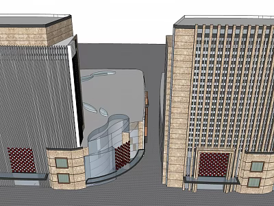 Modern High Rise Office Building With Stone Facade And Regular Window Layout 3d model
