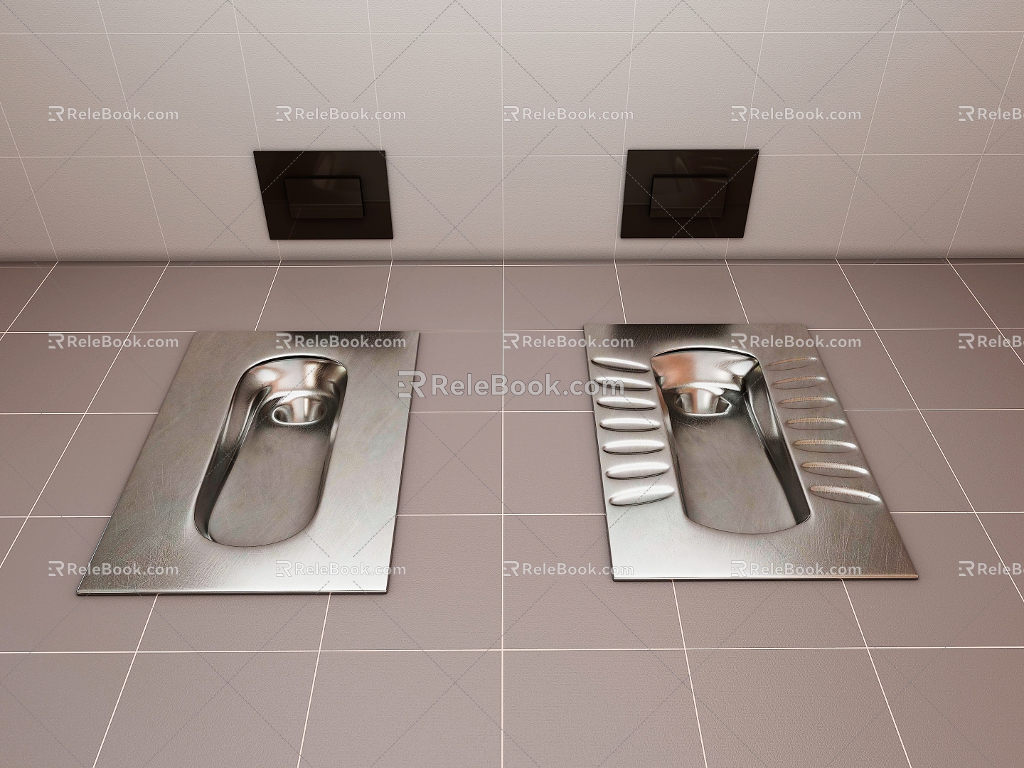 Squat pan squat pit stainless steel squat pan switch type flush 3d model