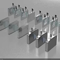 Modern Automatic Metal Turnstiles Public Facility Access Control Entry System For Public Places 3d model