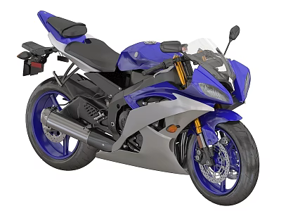 Blue And Silver Sport Motorcycle With Black Seat And Alloy Wheels Design 3d model