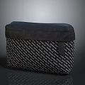 Black Fabric Storage Ottoman With Padded Top And Diagonal Stripe Pattern 3d model