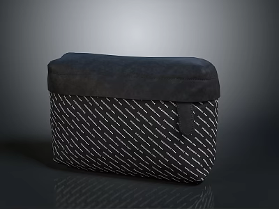 Black Fabric Storage Ottoman With Padded Top And Diagonal Stripe Pattern 3d model