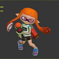 Vibrant Game Character With Orange Hair Twin Pigtails Goggles Weapon And Sporty Outfit
