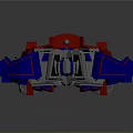 Detailed 3D Mechanical Robot Character With Red Blue Silver Armor And Standing Pose