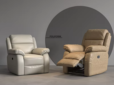 Light Gray And Beige Leather Massage Chairs With Reclining Function And Modern Design 3d model