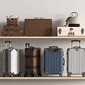 Stylish Handbags And Suitcases On Wooden Shelves With Various Colors And Designs