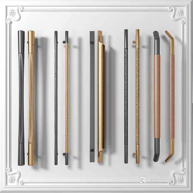 Stylish Door Handles Collection With Various Designs And Color Options For Home Use 3d model 