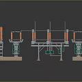 Electrical Equipment Structure With Metal Frames Orange Components And Green Parts