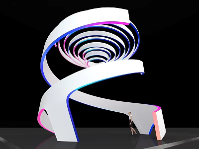 Modern Spiral Display Shelf With Colorful Lighting And Unique Design Structure 3d model