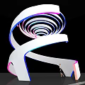 Modern Spiral Display Shelf With Colorful Lighting And Unique Design Structure 3d model