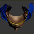 Portrait of a Man Wearing Yellow Headband and Blue Hoodie Against Gray Background