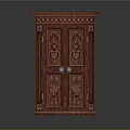 Vintage Mahogany Cabinet With Intricate Carved Double Doors And Decorative Details