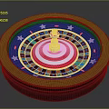 Home Entertainment Roulette Wheel With Wooden Frame Red Blue Sections White Stars And Metal Spindle
