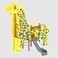 Giraffe Shaped Play Equipment With Yellow Gray Slide And Climbing Feature