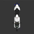 White Sporty Motorcycle With Blue Rims Black Seat And Modern Sleek Design