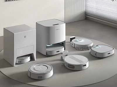 Intelligent Smart Home Machines Including Robotic Vacuums And Modern Appliances In Home Setting 3d model