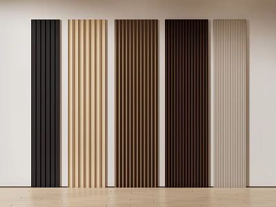 Modern Wooden Wall Panels Various Colors Vertical Stripes Design for Home Interior 3d model