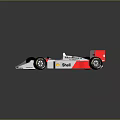 Formula Racing Car With White Red Livery Shell Marlboro Logos And Large Wheels