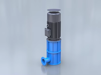 Vertical Industrial Pump With Blue Casing And Black Motor Unit 3d model