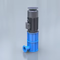 Vertical Industrial Pump With Blue Casing And Black Motor Unit