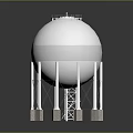 Industrial Spherical Storage Tank With Metal Ladder Platform And Concrete Supports