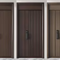 Elegant Dark Brown Wooden Parent Child Doors With Three Distinct Design Patterns