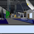 Modern Exhibition Hall Interior With Colorful Booths Flags And Bright Lighting