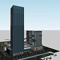Modern Commercial Complex With High Rise Towers Surrounding Roads And Green Spaces
