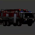 Red Fire Truck Number 316 with Ladder on Top and Blue Emergency Lights