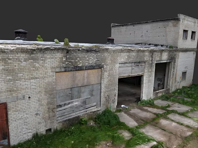 Abandoned Industrial Factory Building With Weathered Brick Walls And Broken Windows 3d model