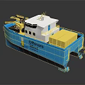 Blue Offshore Wind Support Ship With Yellow Structures 3d model