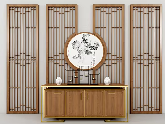 New Chinese-style Entrance Cabinet Partition 3d model