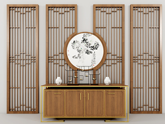 New Chinese-style Entrance Cabinet Partition 3d model