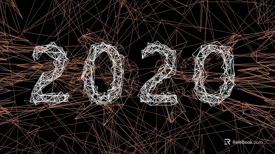 2020 Garden Ornaments Featuring White Line Art And Orange Interlaced Patterns 3d model