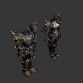 Fantasy Ornate Armor Models With Gold Blue Accents And Intricate Designs