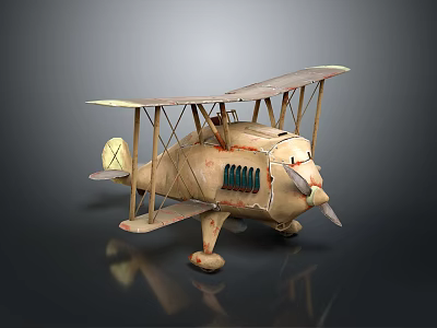 Rustic Vintage Biplane Model With Detailed Wings And Propeller For Aerospace Collectors 3d model