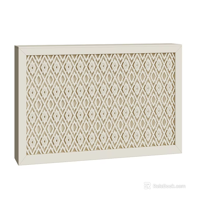 Modern Decorative Room Divider With White Frame And Diamond Pattern Design 3d model 
