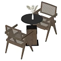 Middle-style leisure tables and chairs 3d model
