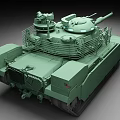 Modern Green Military Battle Tank With Long Barrel And Tracked Wheels