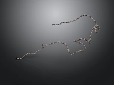 Silver Metallic Chain Equipment With Curved Shape On Dark Background 3d model